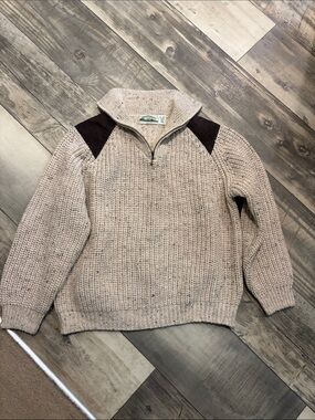 Aran Crafts Ireland 100% Wool Quarter Zip Sweater Size XL